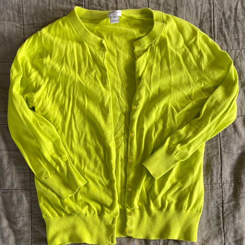 J Crew Vibrant Yellow Women's Cotton Cardigan “Claire” Sweater